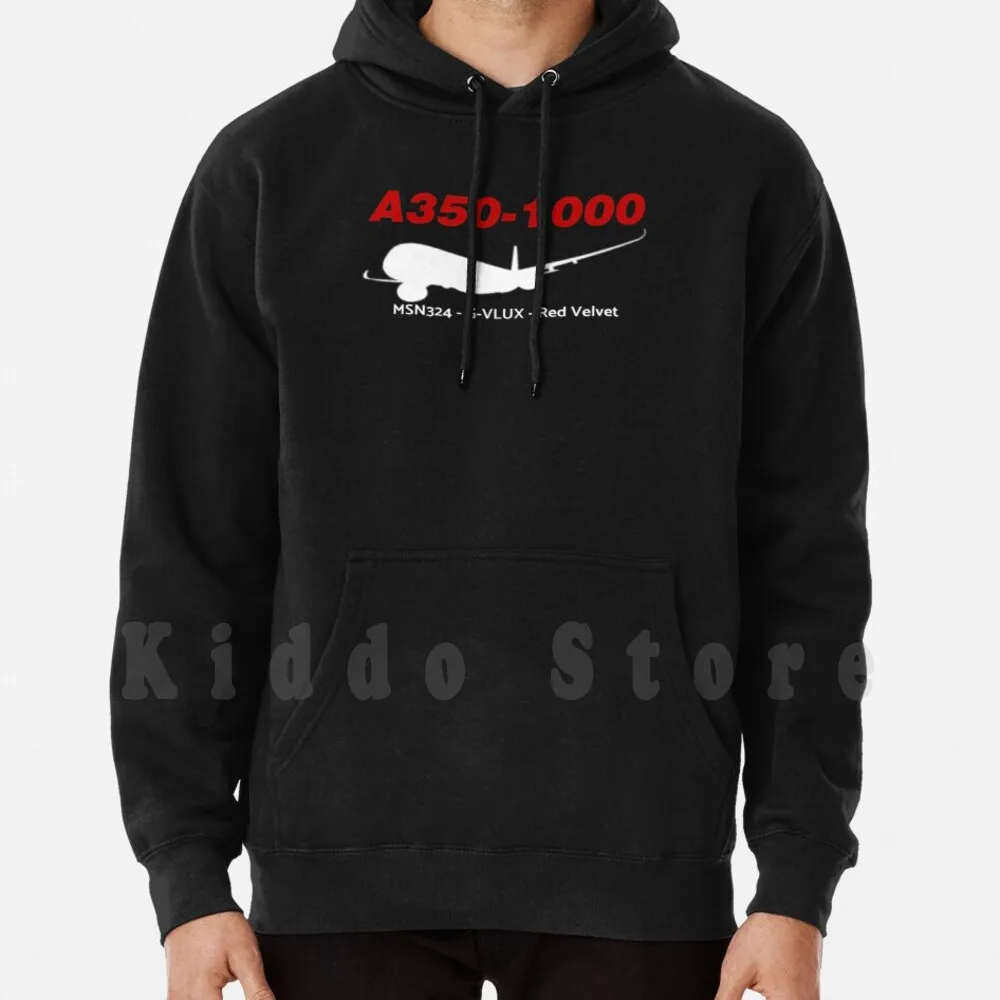 Airbus A350-1000 Msn324 G-Vlux ( White Print ) Hoodies Long Sleeve Airbus Airbus A350 1000 A350 Xwb Ba London