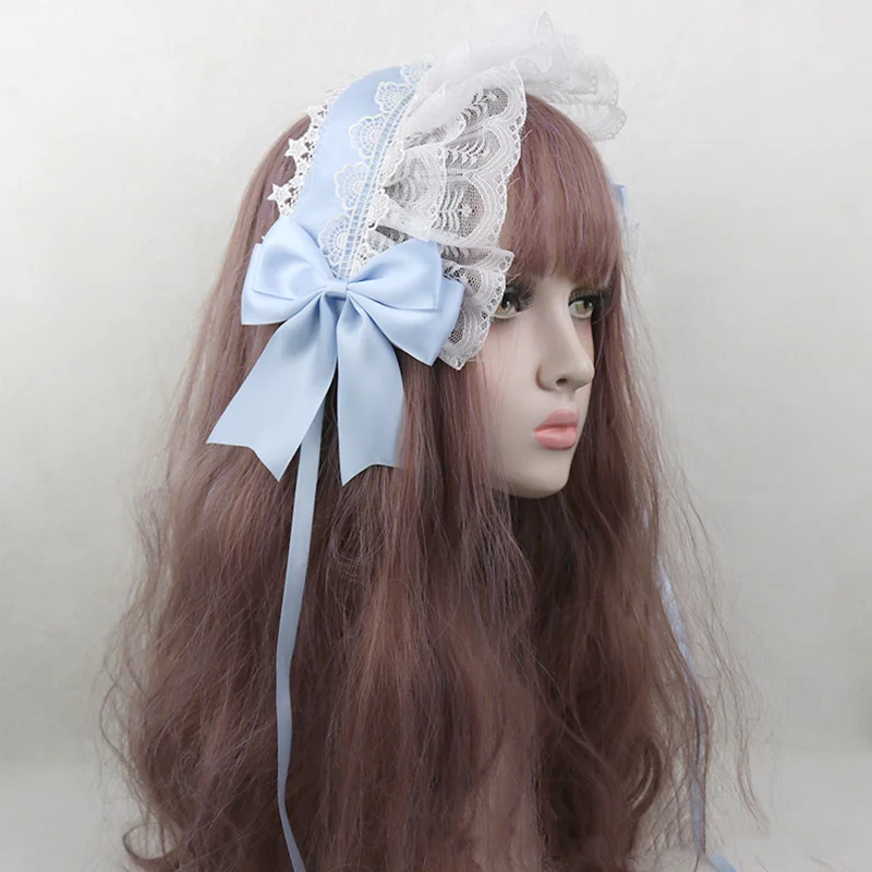 Cinta de encaje con lazo para Cosplay, diadema, tocado, lindo, japonés, dulce, encantador, banda para el cabello, accesorios de Lolita Maid