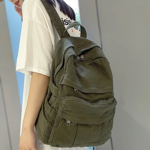 Mochila escolar de tela para niña, nueva moda, estudiante universitario, mochila Vintage para mujer, bolso de lona para ordenador portátil para mujer, mochila de viaje Kawaii para mujer