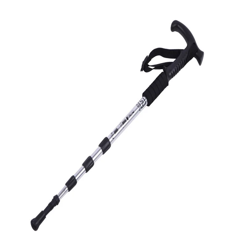 T-handled Mountaineering Stands Bend-handled Crutches Essential Outdoor walking cane telescopic baton stick hike pin hiking poll