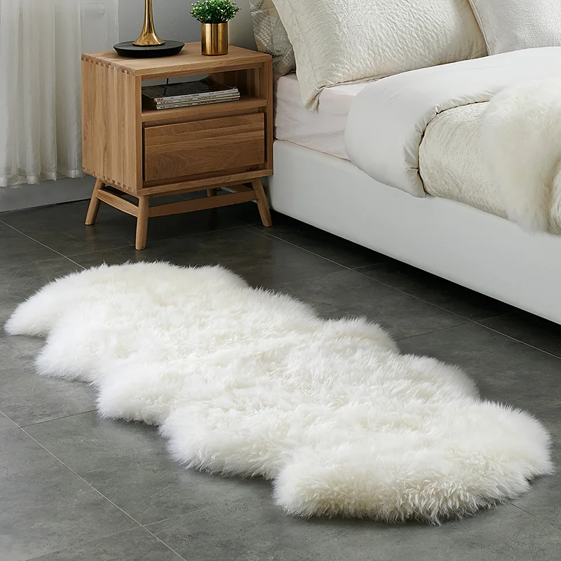 Soft Irregular Rugs For Bedroom Plush Floor Foot Mats Faux Fur Wool Carpets Living Room Lounge Fluffy Bedside Rug Sofa Cushion