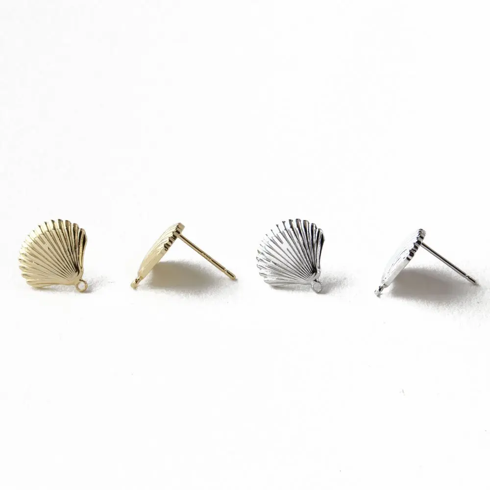 4PCS shell shaped earrings DIY ear ornaments jewelry accessories color-preserved 18 K gold