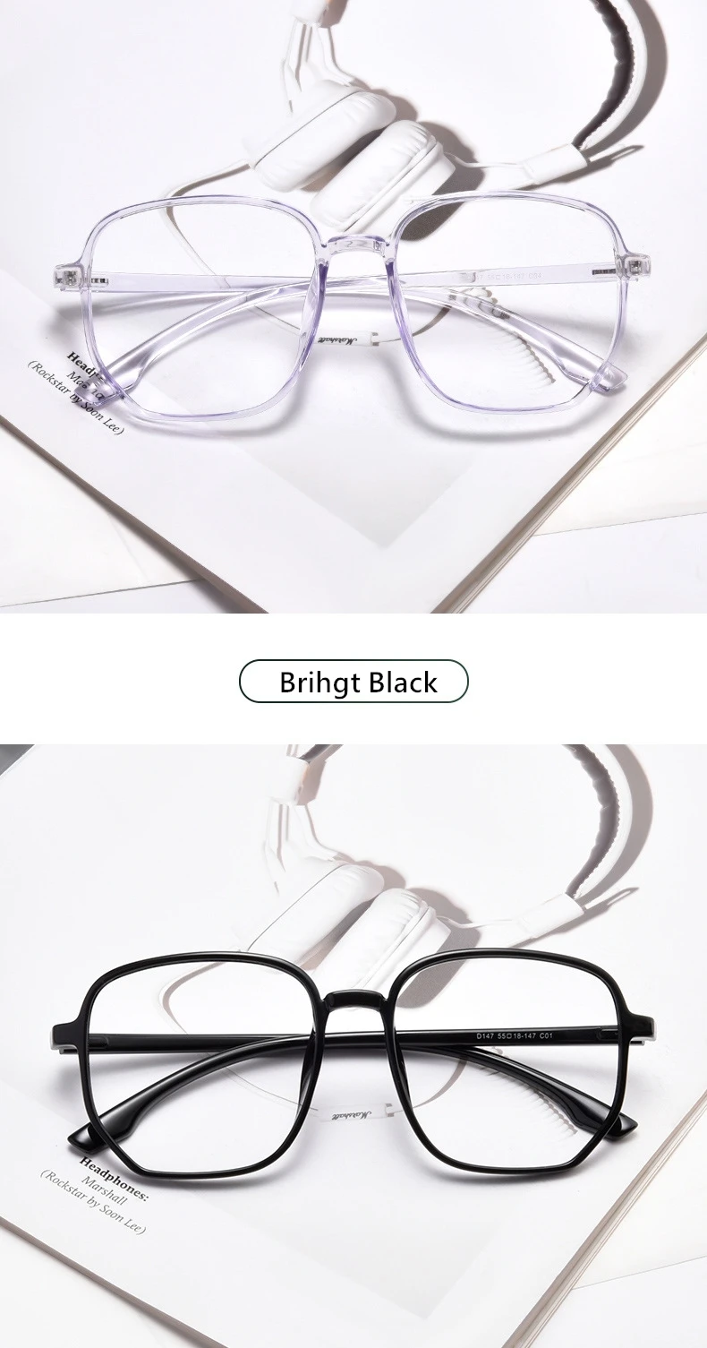 YIMARUILI Ultra-licht TR90 Brille Rahmen Große Gesicht Retro männer Myopie Optische Verordnung Dekorative Brillen Rahmen Frauen D147 – Detail 7