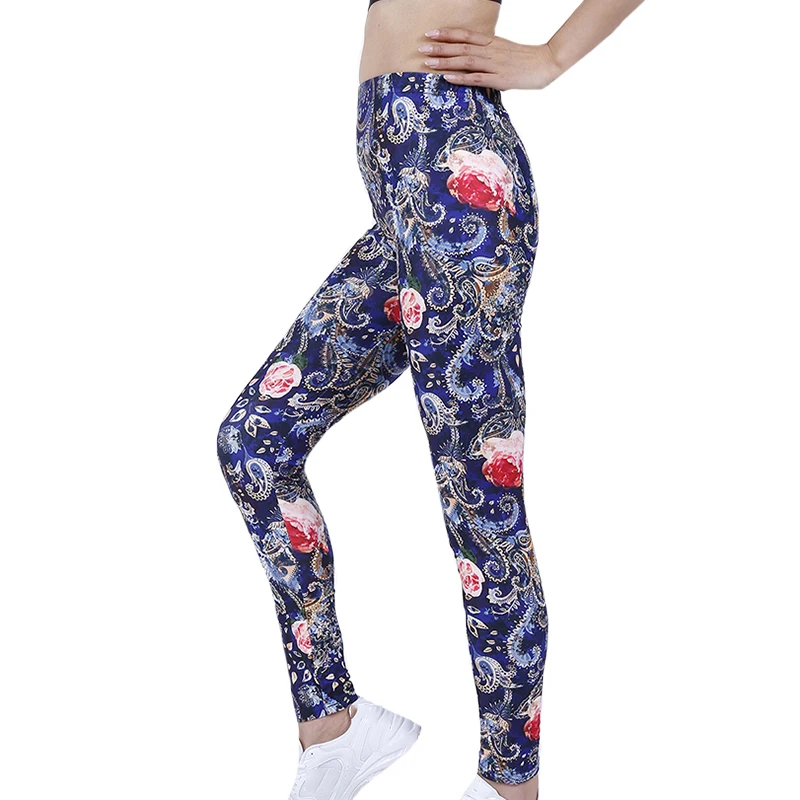 

CUHAKCI Sport Printed Clothing Women Yuga Pants High Waist Fitness Tights Gym Slim Long Leggings Elastic Running Trousers