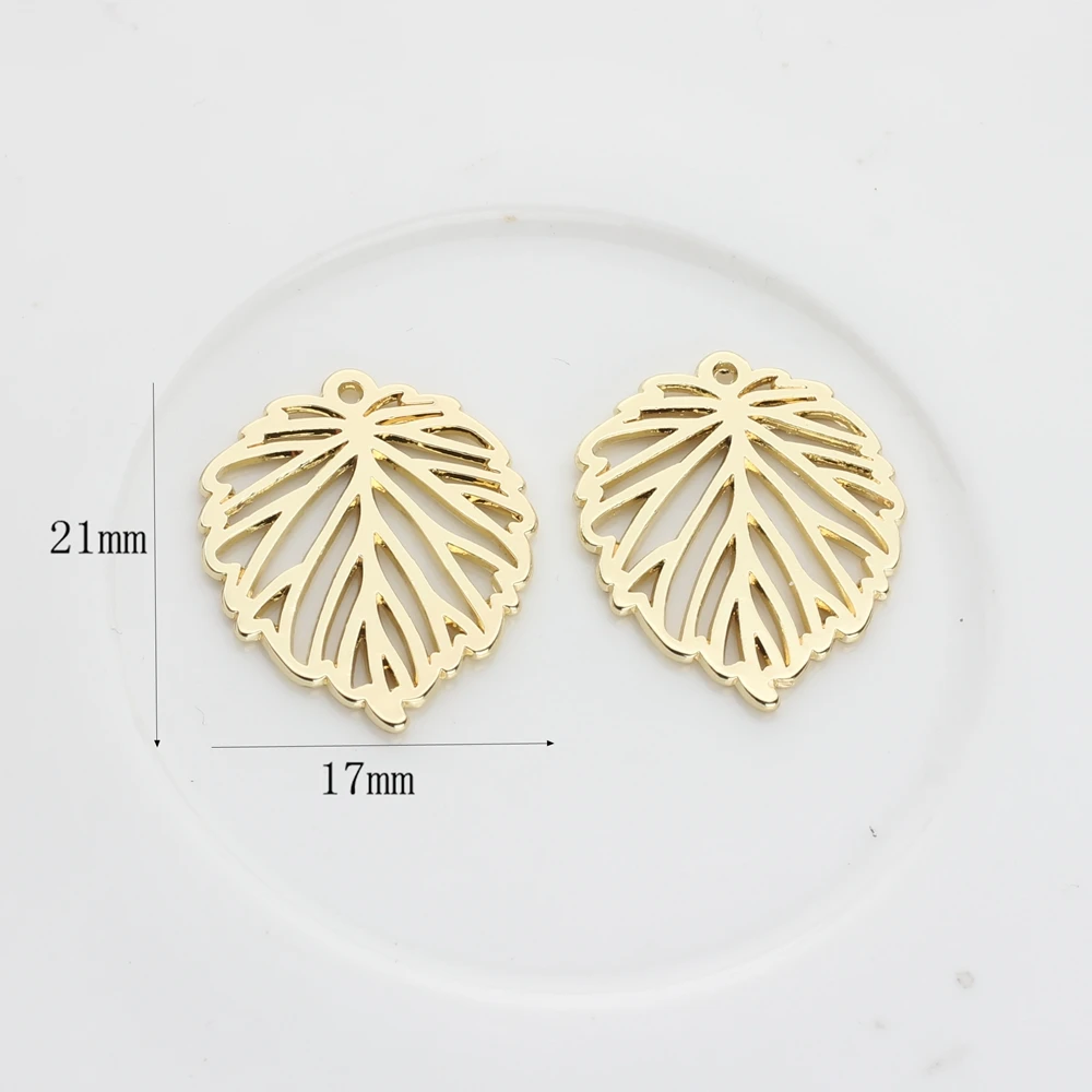 22mm 10pcs/lot Fashion Zinc Alloy Charms Pendant  Hollow Leaves Shape Charms for DIY Jewelry Making Finding Accessories