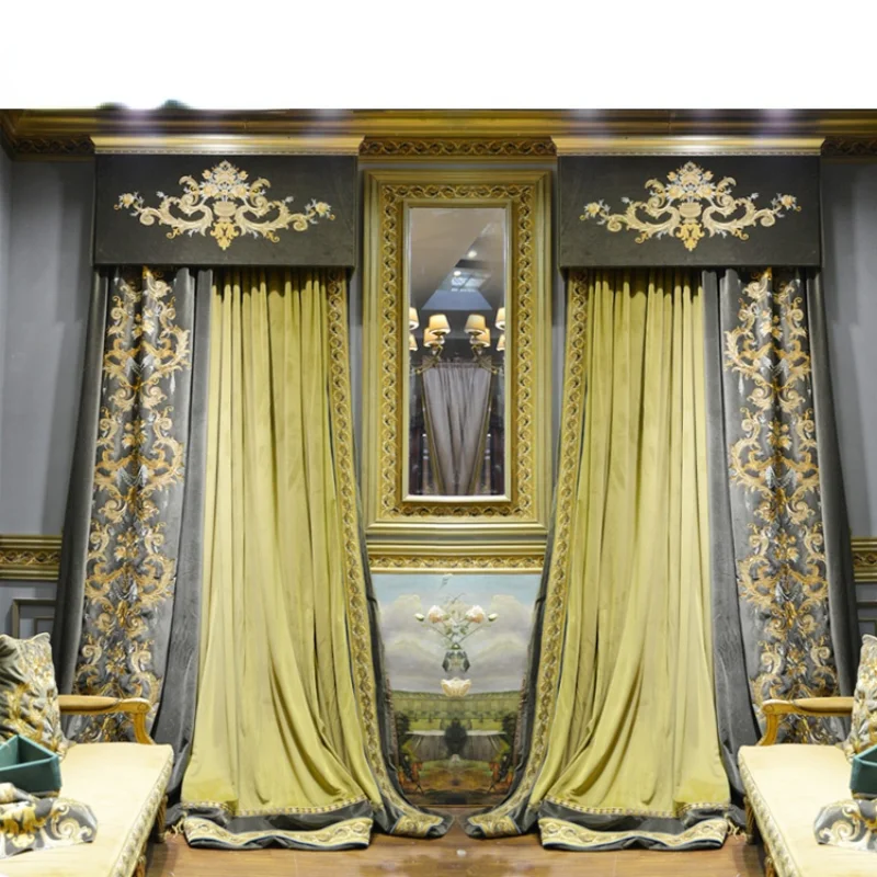 Italy Rococo Style thickening Dutch flannel villa French Window Curtain brand high-grade new classical fine embroidery curtain