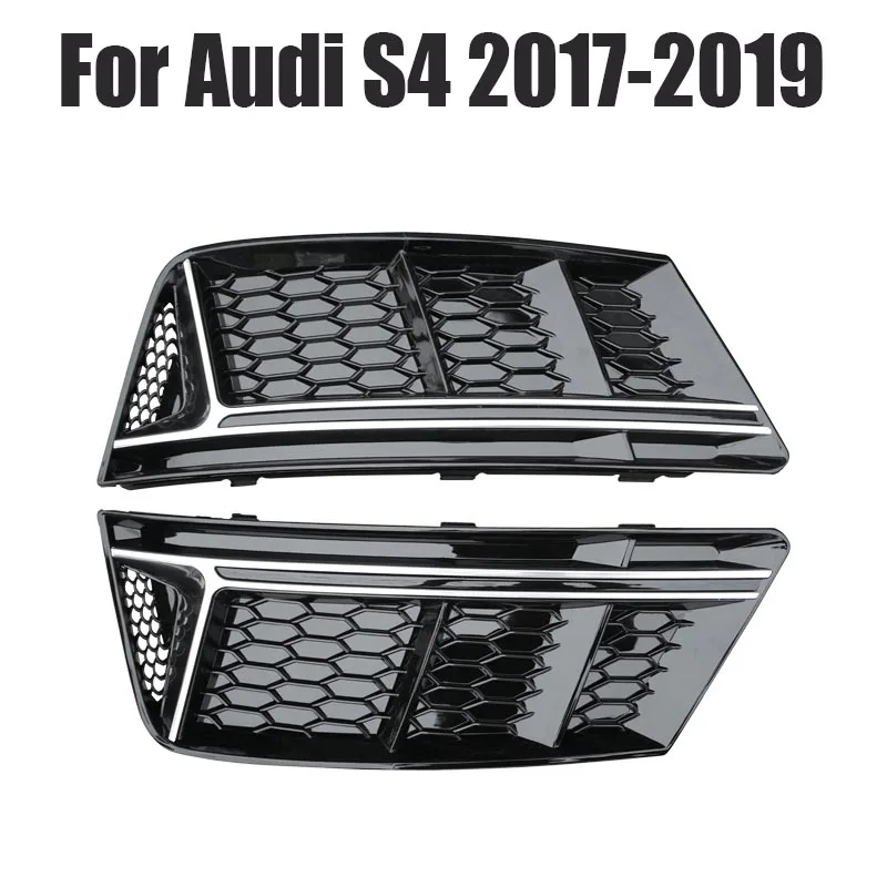 For Audi A4 S4 B9 2017 17 2018 18 2019 19 Front Fog Light Lamp Grille Bumper Cover Grilles Black Silver