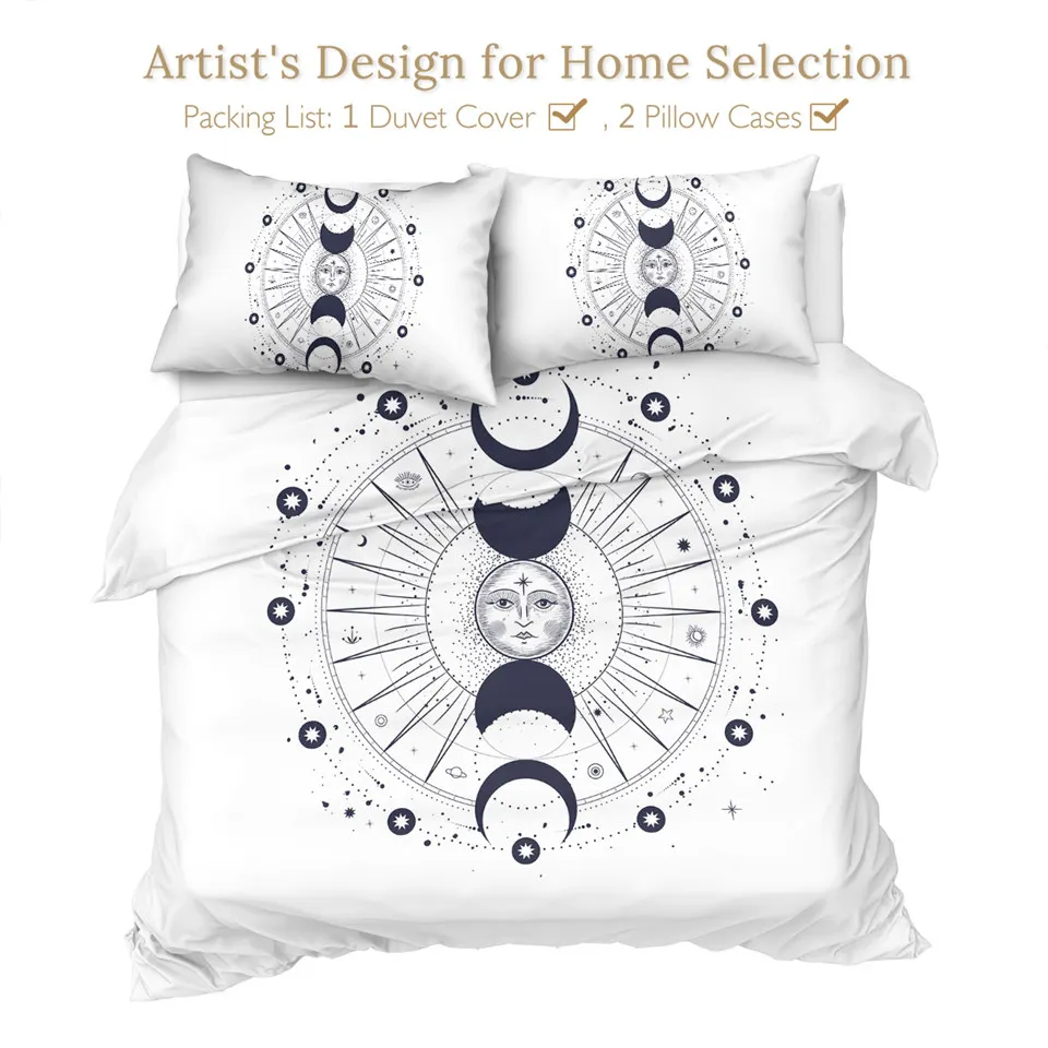 BeddingOutlet Moon Eclipse Bedding Set Sun God Duvet Cover King Size Zodiac Home Decoration Witchcraft Astrology Bedclothes 3pcs