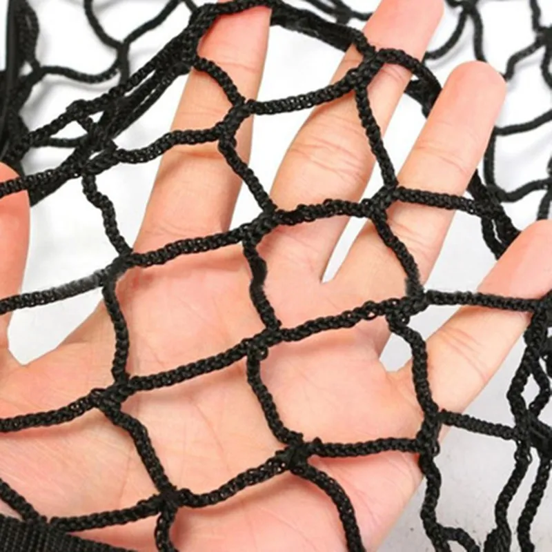 Car Trunk Net Luggage Storage Cargo Organizer Nylon Stretchable Elastic Mesh Net with 4 Plastic Hooks 70*70 Universal black