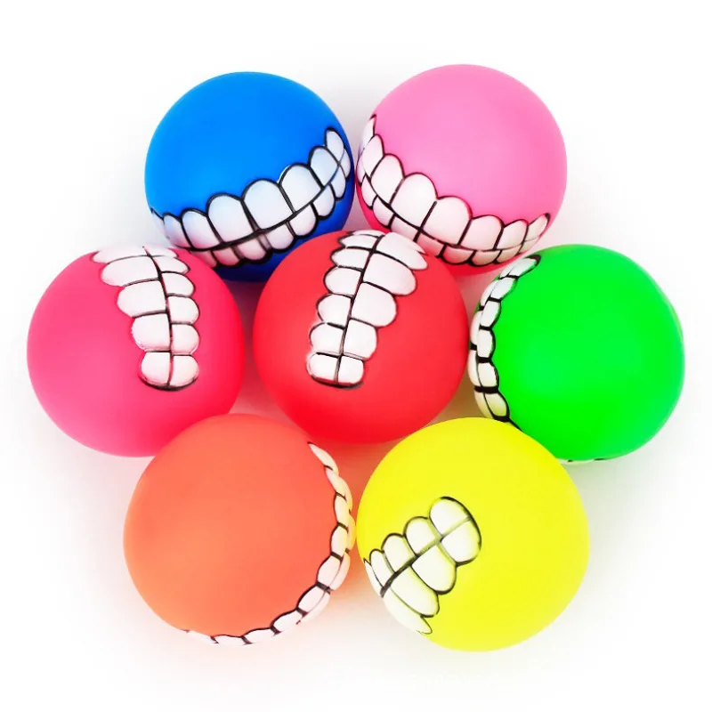 Pet Squeaky Toy Teeth Ball Toy Bite Resistant Dog Toys Cleaning Tooth Dog Chew Toy Small Puppy Training Interactive Pet Supplies