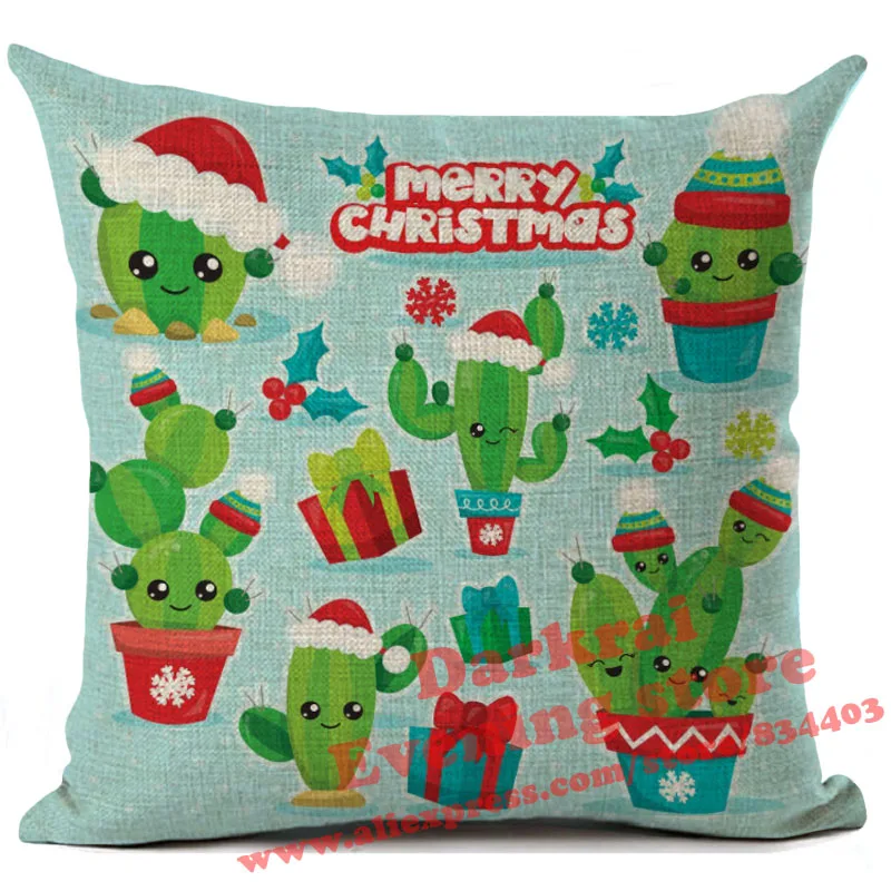 Cactus Cushion Cover Plants Printed Linen Throw Pillows Home Decoration Sofa Living Room Decorative Pillowcase cojines 45*45cm