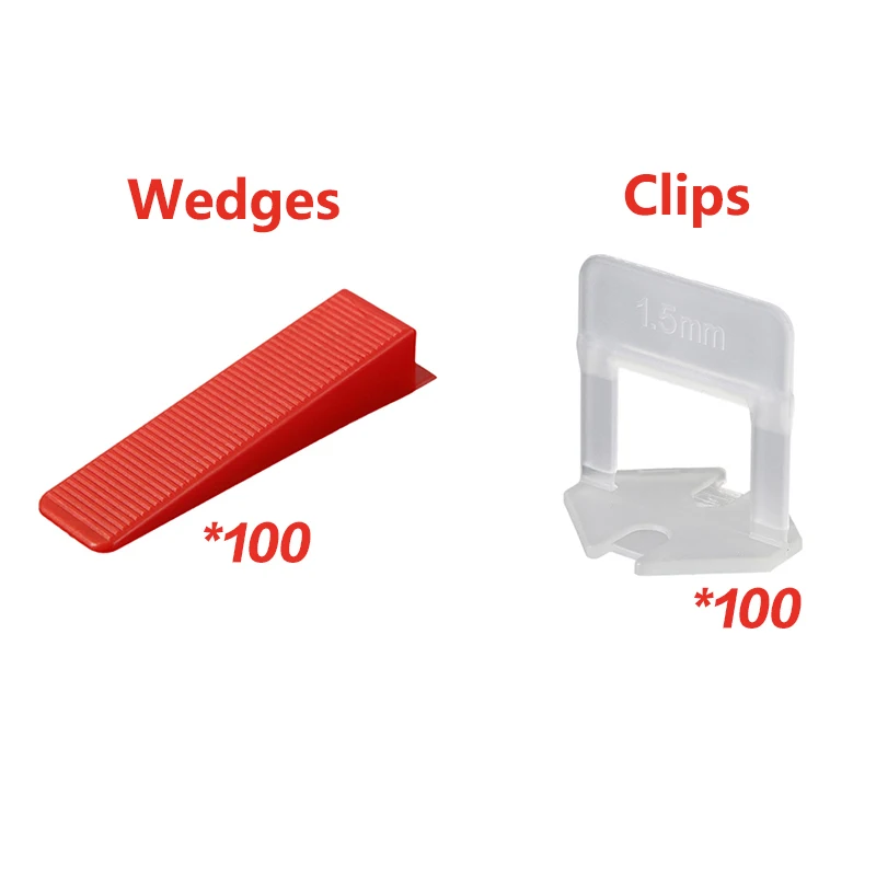 Tile accessories tile leveling system 1mm/1.5mm/2mm/2.5mm/3mm 100pcs clips+100pcs Wedges plastic tile spacers tiling tools