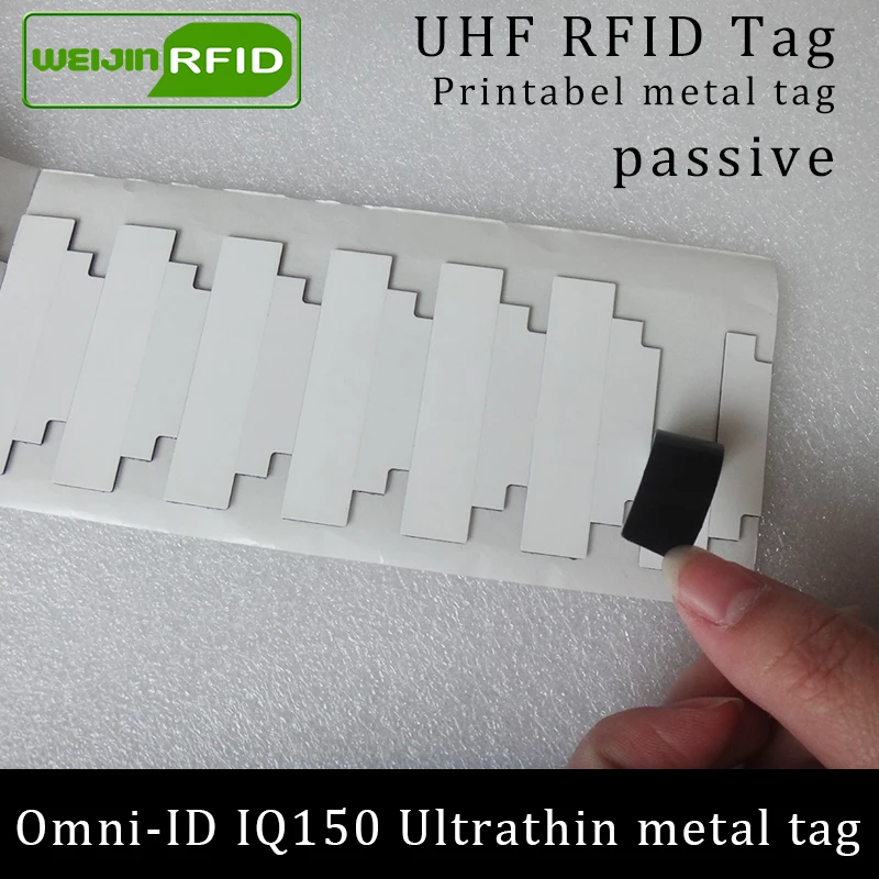 UHF RFID anti-metal tag 58*12.5*1mm 902-928MHz Impinj NXP ISO18000-6C EPCC1G2 6C printable passive RFID Synthetic Label