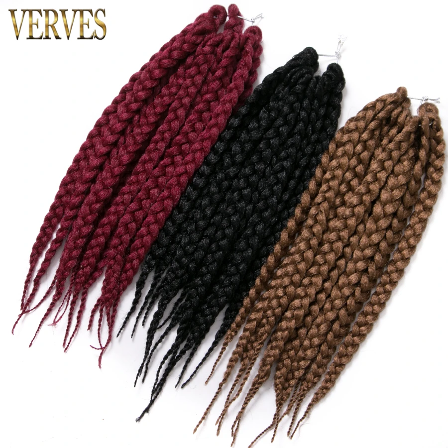 VERVES Short Box Braids Synthetic 5 Piece/Pack Crochet Hair Pre-Looped Braiding Extensions 14 inch for Asian Women Black Brown