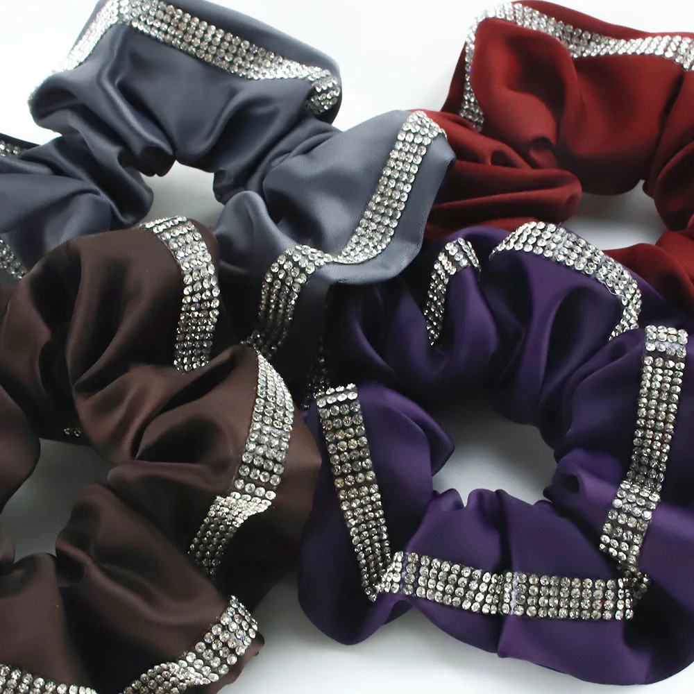 Резинки для волос женские, шелковые, стразы, эластичные