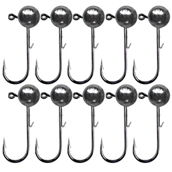 5/10pcs NED cabeça gabaritos gancho 2g-20g Todo o tamanho de Bola Redonda ganchos Weedless Jig Head Gancho Haste Longa Secundário Para Verme Macio Pesca