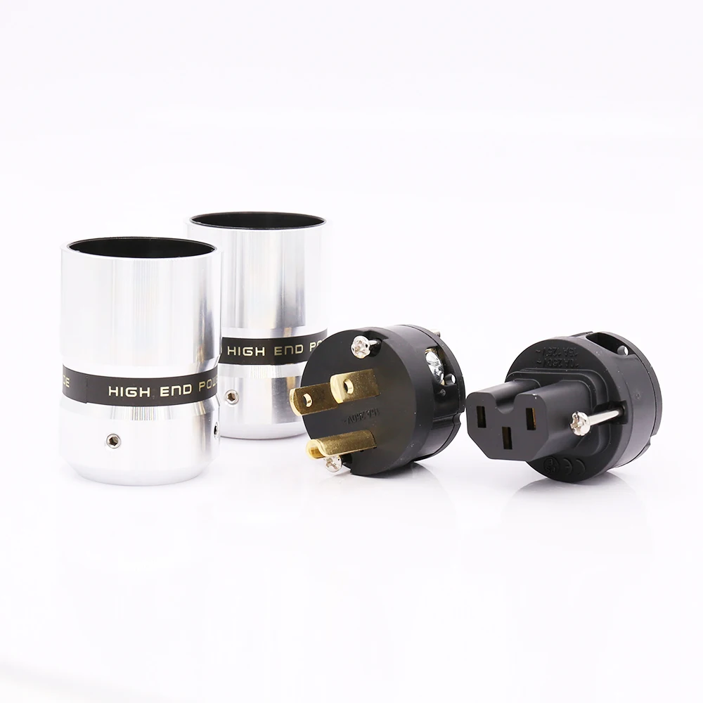 Hi-End Gold Plated US Power Cable Plug IEC Connector Female male Plug HIFI DIY Mains Power Cable