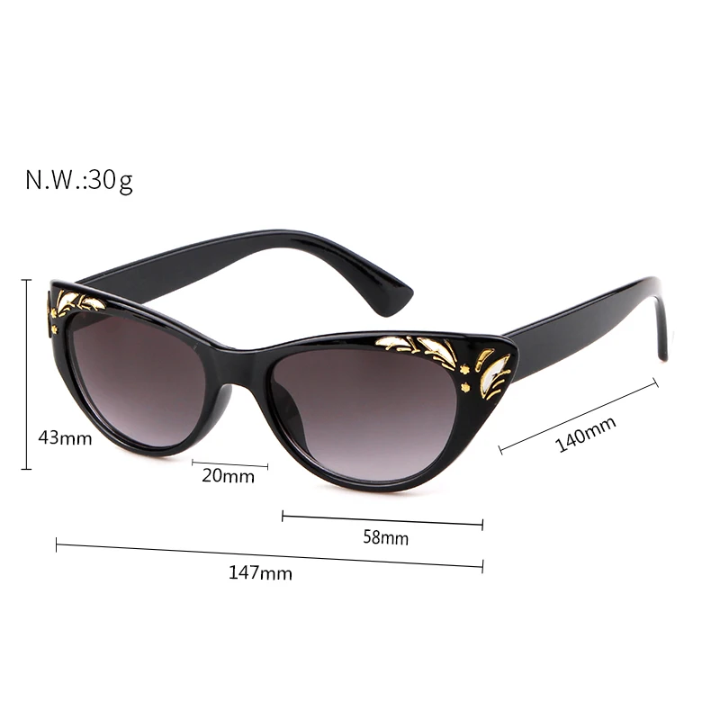 WHO CUTIE 2025 Black Cat Eye Sunglasses Women Brand Designer High Quality Retro Vintage Cateye Frame Sun Glasses Shades OM693