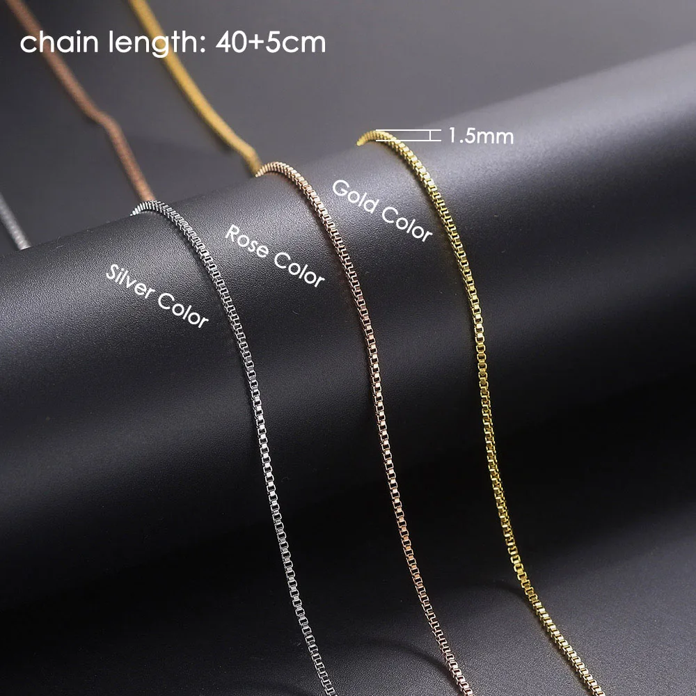 Dünne Kastenkette Halsketten für Männer und Frauen 1,5MM Edelstahlketten DIY Schmuck Minimalistische Halskette Modeschmuck C027 – Detail 1