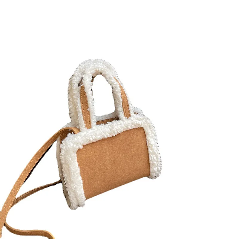 Winter Lambswool Handbag Designer Small Soft Plush Crossbody Bags for Women Fashion Wide Strap Women Shoulder Bag 2022 Mini Bag