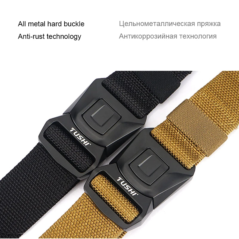 HSSEE New Men\'s Tactical Belt Hard Zinc Alloy Pluggable Buckle Military Army Belt Outdoor Casual Work Belt Male Jeans Girdle