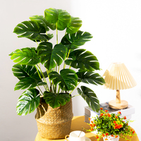 65cm Tropical Tree Large Artificial Plants Fake Turtle Leafs Plastic Palm Leaves Big Potted Monstera For Home Outdoor Room Decor