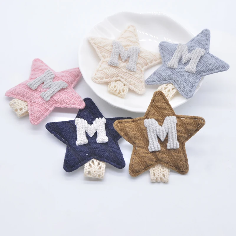 10Pcs 48mm Padded Star Cloth Applique for Clothes Hat Socks Gloves Shoes Sewing Patches DIY Headwear Hair Clip Decor Accessories