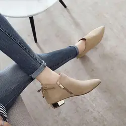 Ankle boots for women  new winter British personality shoes boots ladies frosted thick with boot pointed and bare boots