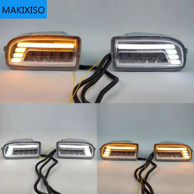 2PCS Car LED For Toyota Land Cruiser Fj100 1998-2007 fog lamp cover DRL Daytime Running Lights headlight 12V Daylight