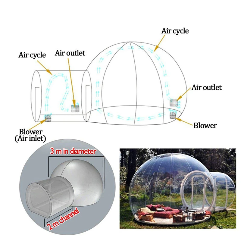 13FT Inflatable Toys Huge Transparent Bubble Tent with Air Blower Camping High Quality Outdoor Tarvel Giant Clear Dome Tent