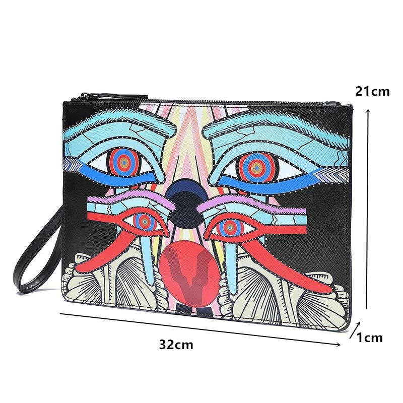 Fashion Eyes Printed Clutches Men Large-capacity Men\'s Clutch Handbags Men PU Leather Wrist Bag Hand Bag Clutch Bag Male Purse