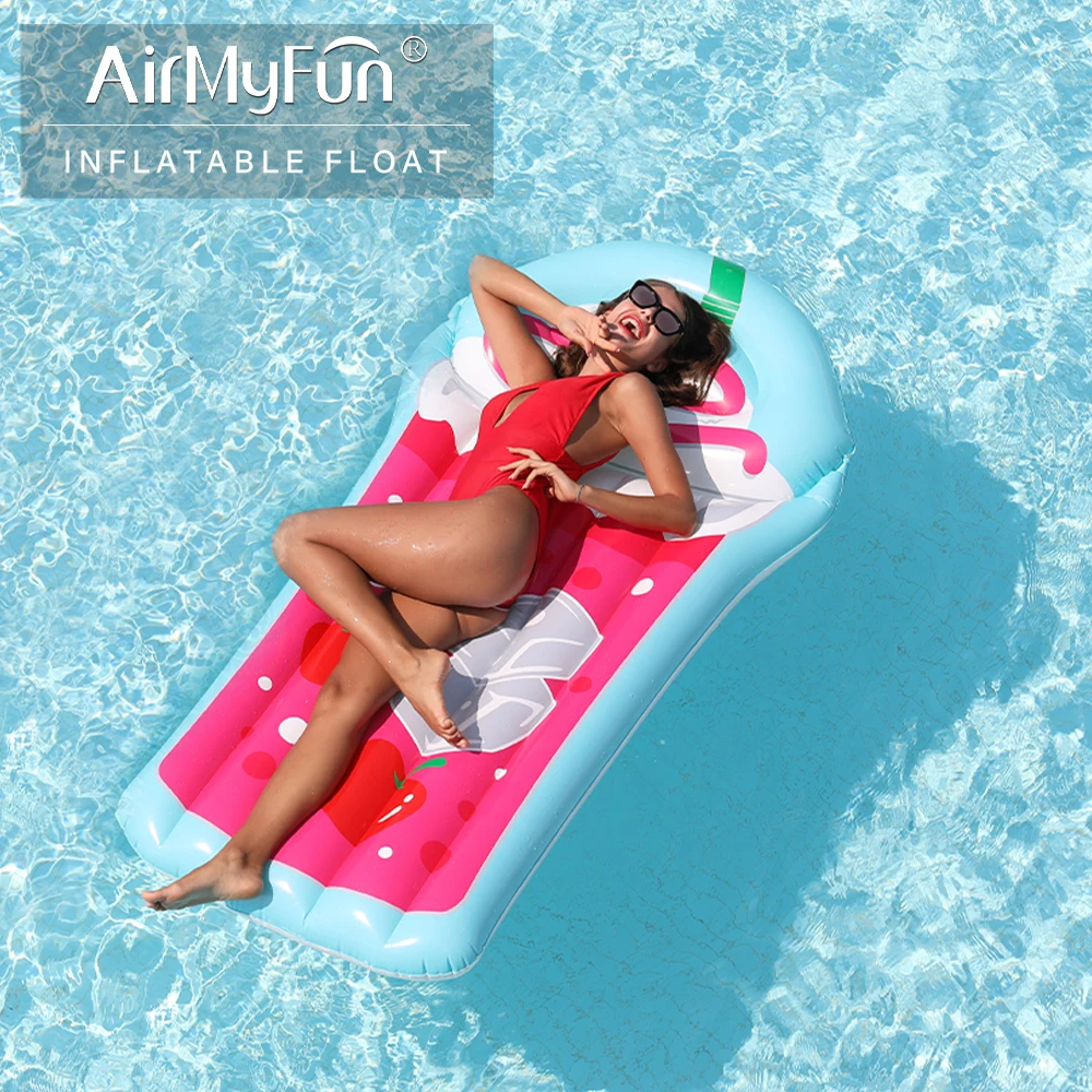 AirMyFun Inflatable Giant Pool Floats, Adult Inflatable Recliner Raft, Youth Water Game Accessories, Creative Juice Cup Style