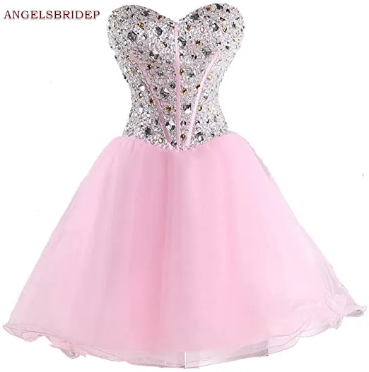 Sweetheart Organza Short Homecoming Dresses Crystals Graduation Cocktail Formal Prom Party Gown Organza Vestido De Formatura