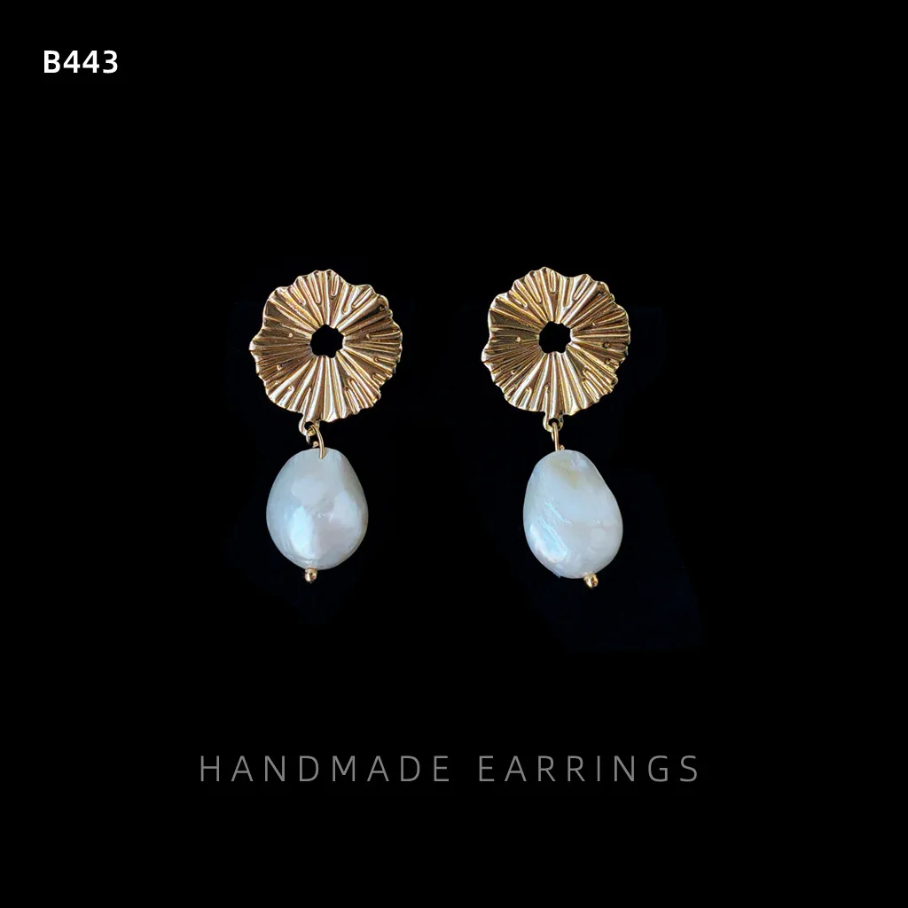 Original Design Natural Freshwater Pearl 14K Gold Filled Fashion Lucky Flower Lady Stud Earrings Wedding Jewellery Gift