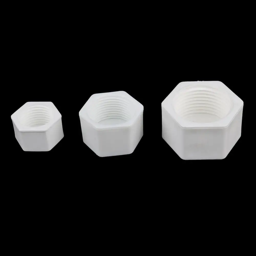 Plastic 1/2\'\' 3/4\'\' 1\'\' Female Thread End Plug Connector Plumbing Pipe Hexagon Shaped Blocked Caps PVC Tube Sealing Fittings