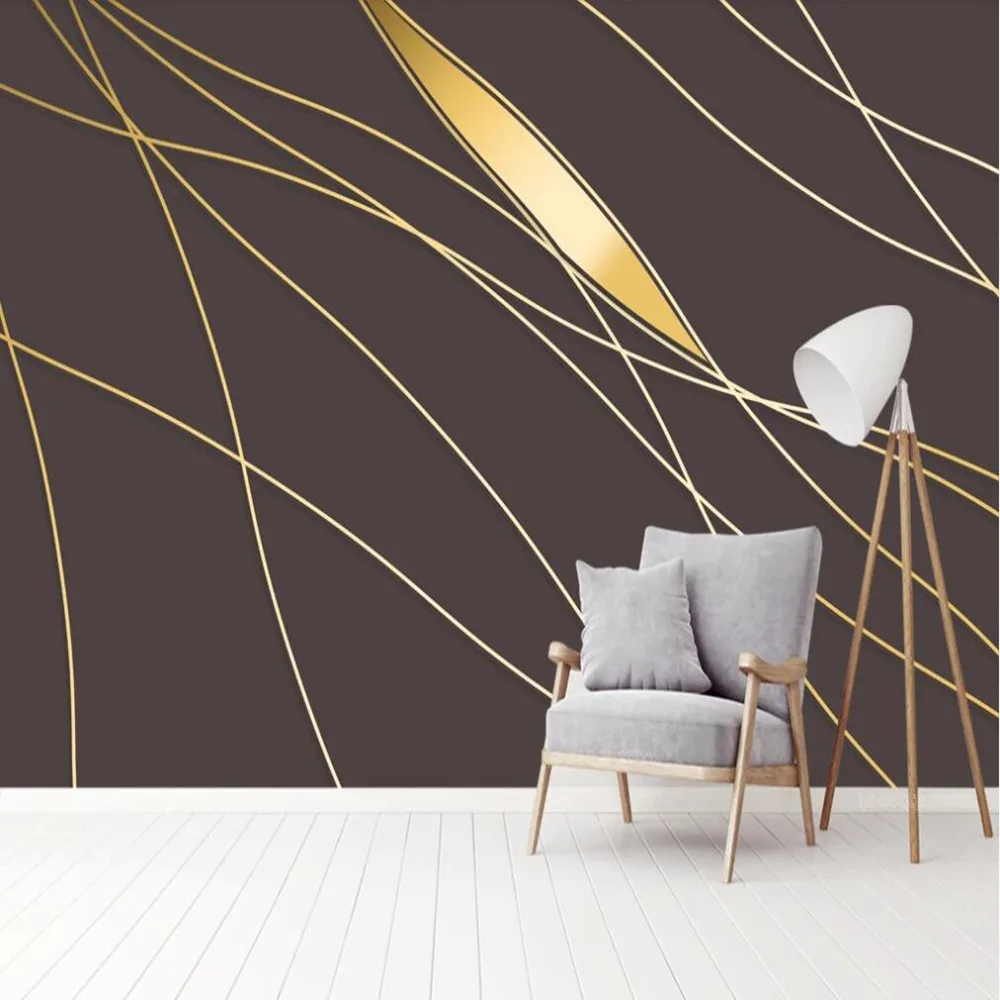 

milofi custom large wallpaper mural abstract line golden nordic decorative background wallpaper mural