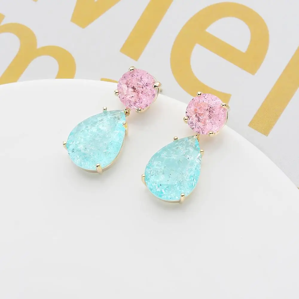 CZ Cubic Zirconia Candy Colors Dangle Earrings for Girls, Earring for Women Prom Jewelry Accessories 925 Silver Pin CE11057