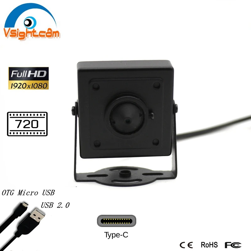 30*30mm 1080P Mini USB HD Camera Type-C Micro USB Security OTG Camera 720P For ATM Machines Industrial Testing