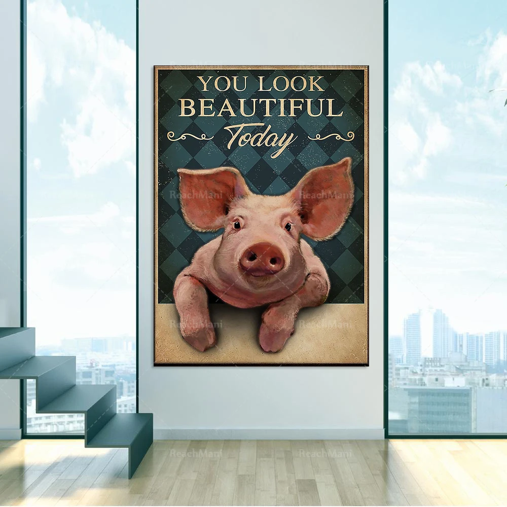 Farmers raise pigs in love, you look beautiful today poster family bathroom bathroom toilet decoration poster