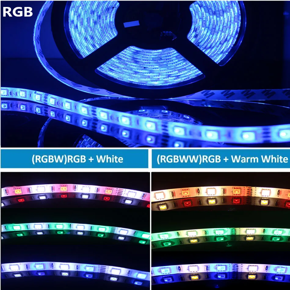 RGB RGBWW dioda Led RGBW taśmy 5 m/zestaw 10 m/zestaw 5050 taśma oświetleniowa Led DC12V 60 diod Led/m wstążka elastyczne Led światło rgb z WIFI