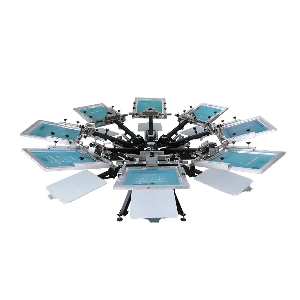 8 Color 8 Station Manual Screen Printing Press with Micro Registration Silk Screen Printing Machine for Bulk Wholesale