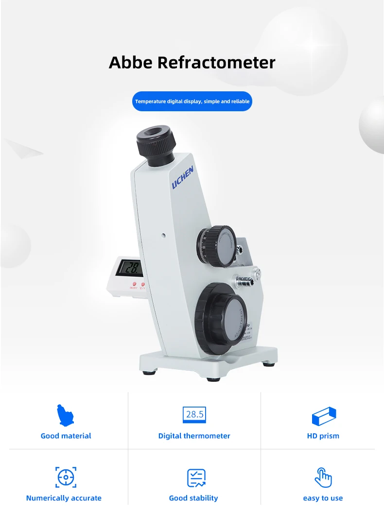 Refractómetro Abbe, probador de concentración de azúcar de laboratorio, probador de índice de refracción monocular 2WAJ.