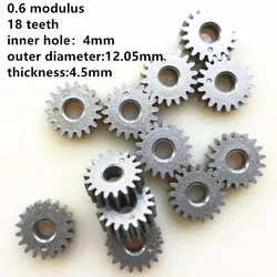 10pcs/lot Precision Metal Gears 0.6 Modulus 18 Teeth Bore 4mm Motor Gear Reduction