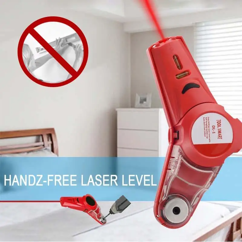 2 In 1 Drill Guide Collector Laser Leve Horizontal Line Laser Locator With Measuring Range Vertical Measure Tape Measuring Tools