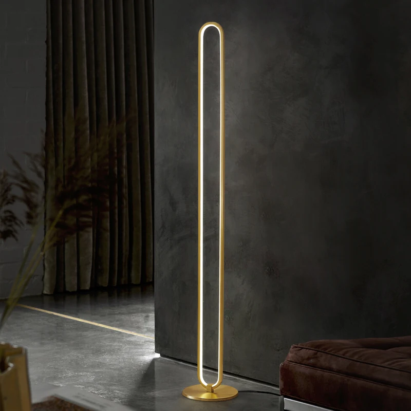 Circle Copper Floor Lamp Warm White For Living Room Nordic Personality Bedroom Sofa Study LED Standing Lights