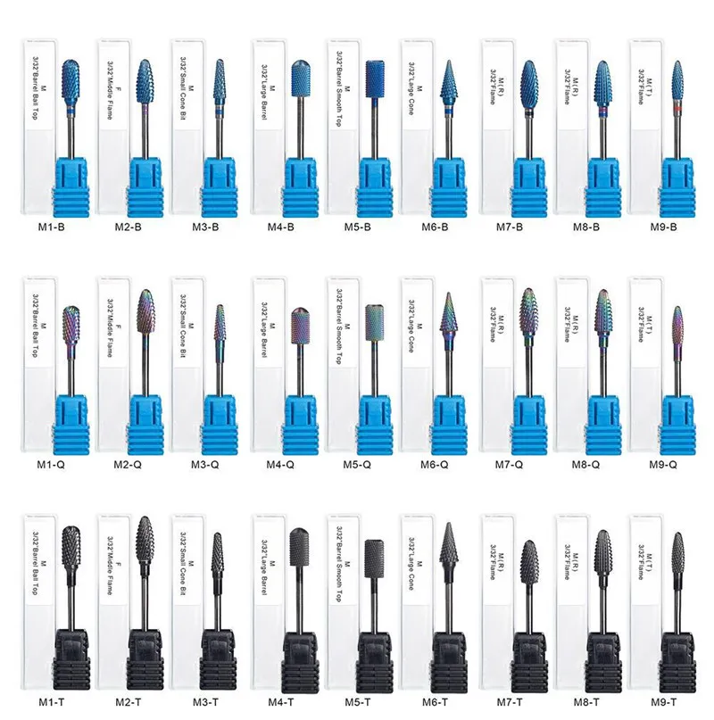 27Types Colorful Titanium Nail Drill Bits Ceramic Milling Cutter Tungsten Electric Machine Files UV Gel Polishing Removing Tools