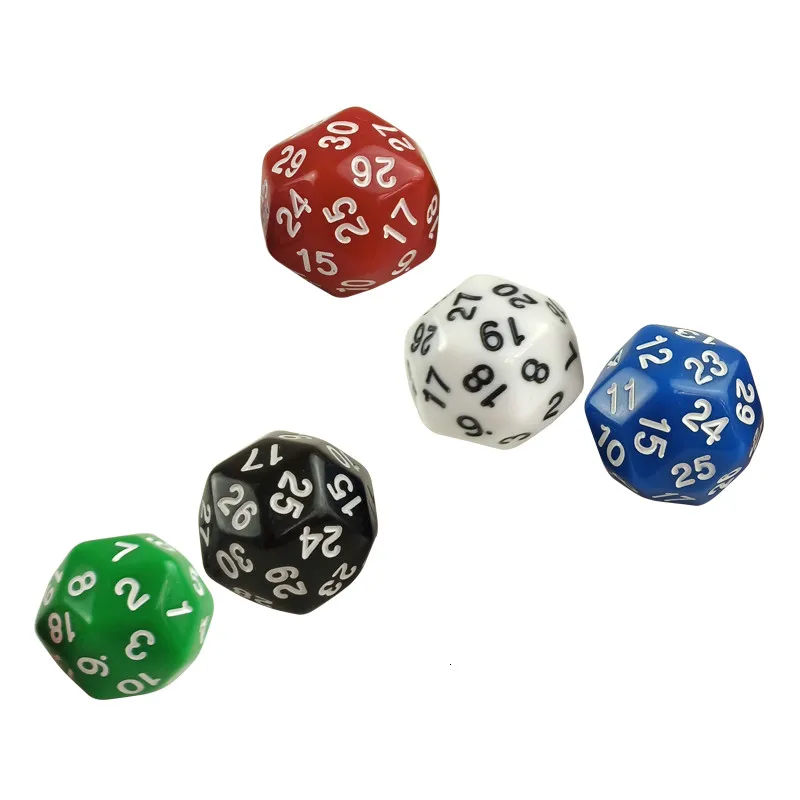 

High-quality 10/20/50/100 Pcs Multifaceted Dice Set D30 Rounded Corners Polyhedron Digital Dice Games Dice Boardgame