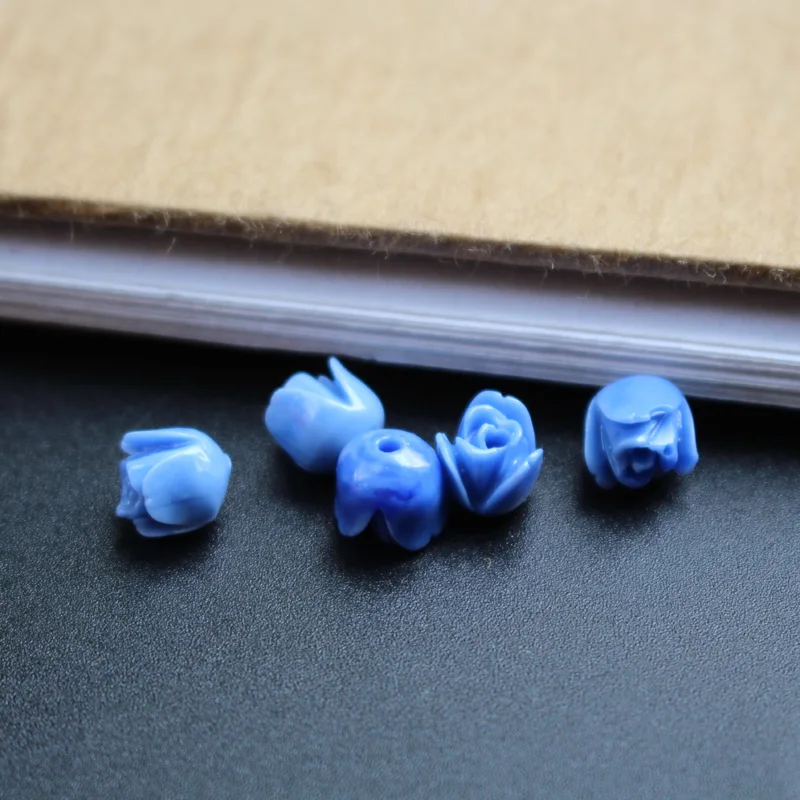 20 teile/los 7mm Künstliche Korallen Tulpen Blume Perlen Rot Farbe Cabochon Mode Perlen für Schmuck machen DIY zubehör – Detail 9