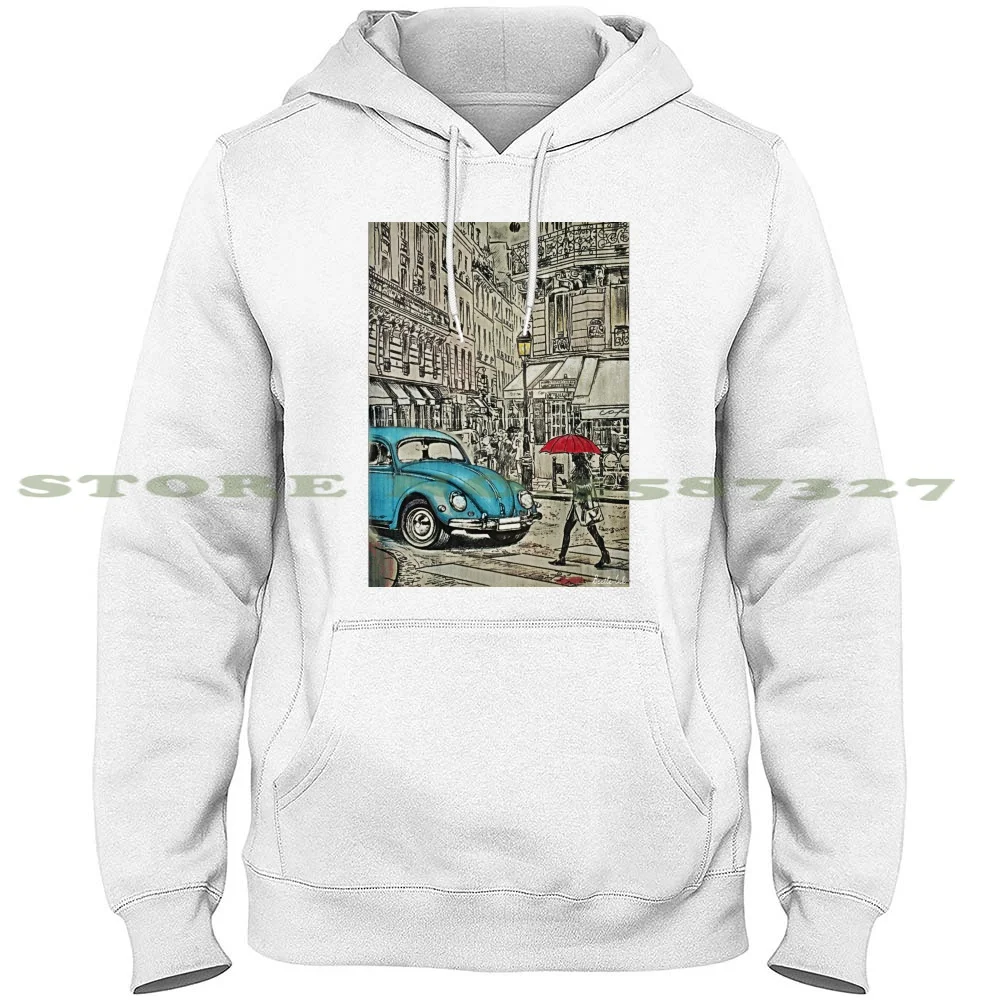 Blue Beetle Hoodies Sweatshirt For Men Women Paris Rain Summer French City Town Classic Car German Motoring Travel Vehicle