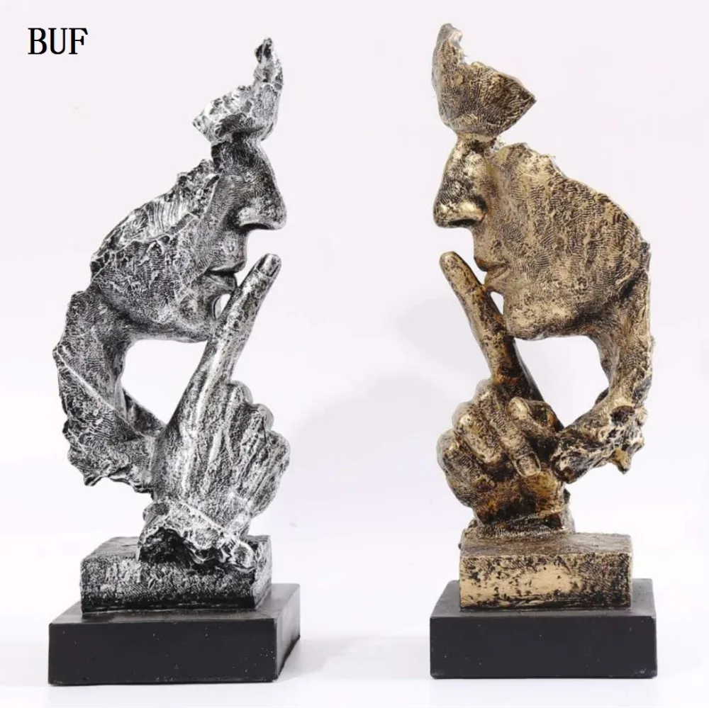 BUF HOME DECORATION MINIMALISTIC STATUE FASHION ABSTRACT QUIET MALE SCULPTURE HANDMADE RESIN CRAFT ART COLLECTION GIFT ORNAMENTS